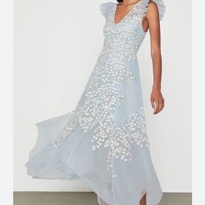 BCBG Embroidered Tulle Light Blue Dress
